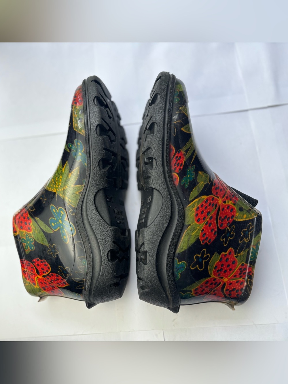 Sloggers Waterproof Ankle Boots Midsummer Black &Red Floral Womens 8 Rain Boots - Picture 7 of 13